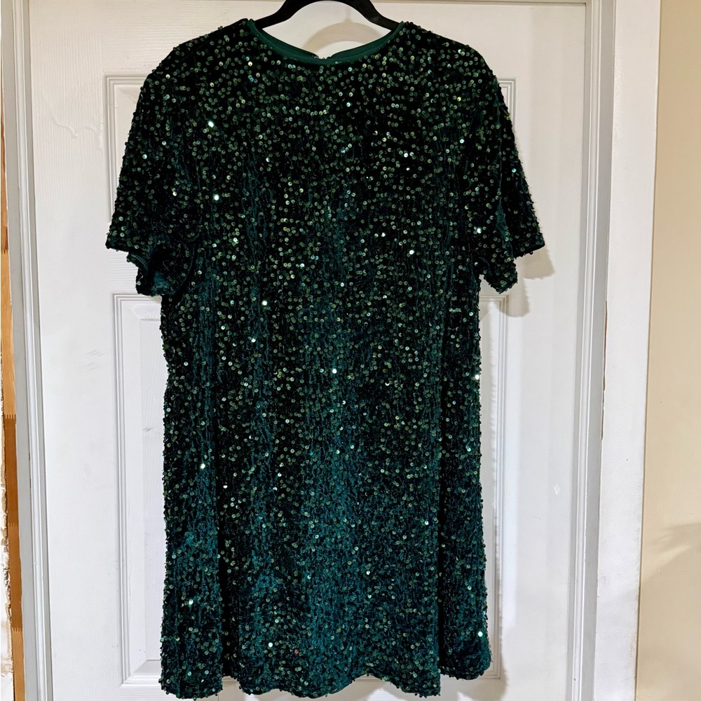 ARULA Shimmering Green Sequin Dress